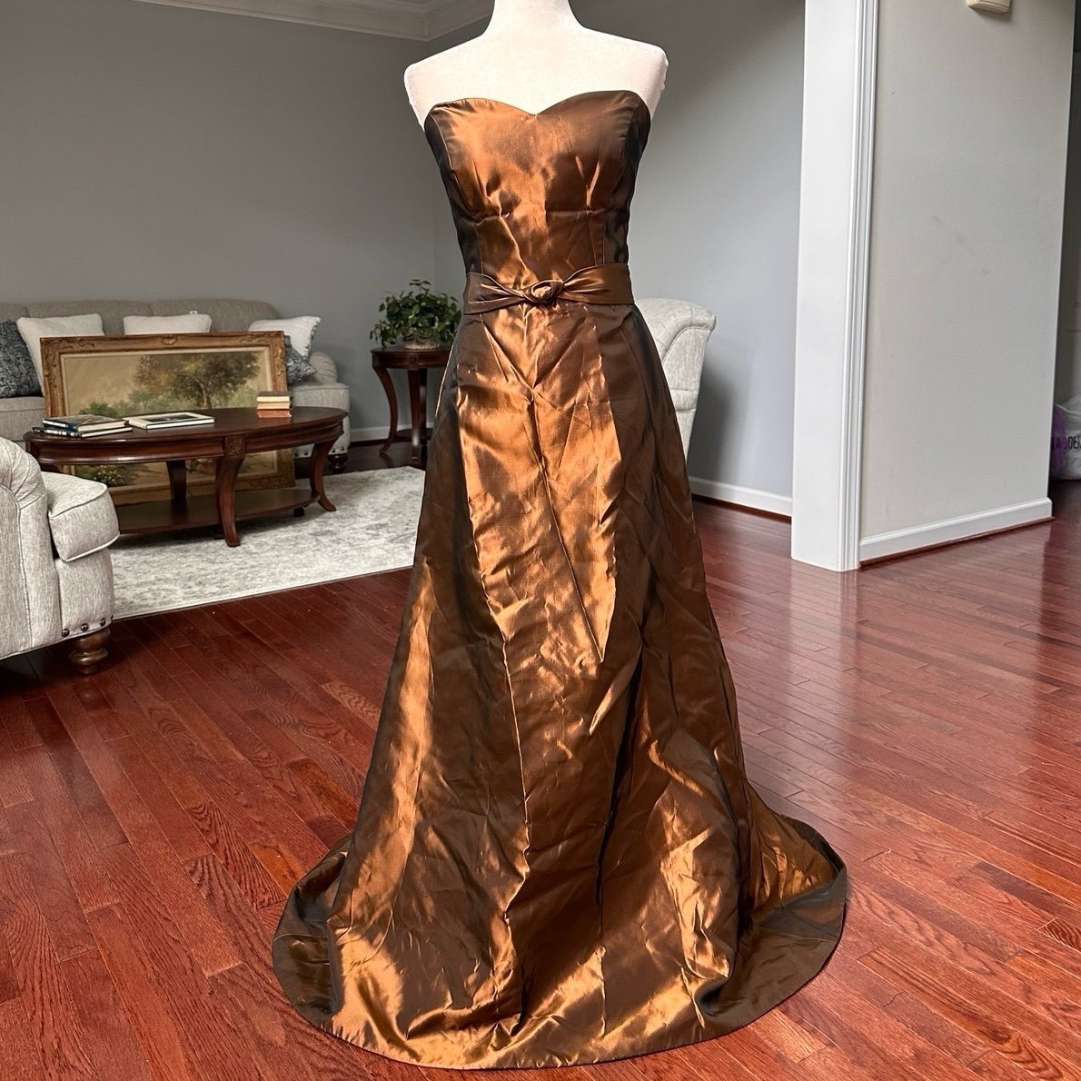Usa Vintage 2000s Strapless Lazaro Ethereal Mermaid Fantasy Crushed Brown Gown